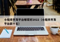 小程序开发平台哪家好2022（小程序开发平台前十名）